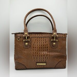 Vintage Etienne Aigner Brown Croc Embossed Leather Tote Satchel